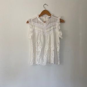 Honey & T Lace Eyelet Cotton Blouse in White